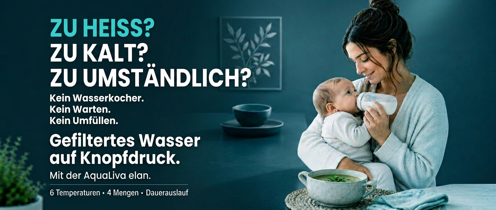 Zu heiß? Zu kalt? Zu umständlich? Gefiltertes Wasser auf Knopfdruck – 6 Temperaturen, 4 Mengen, Dauerauslauf